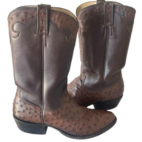 Wheeler Boot Co Houston Custom Brown Full Quill Ostrich Cowboy Boots 9.5 main image 4